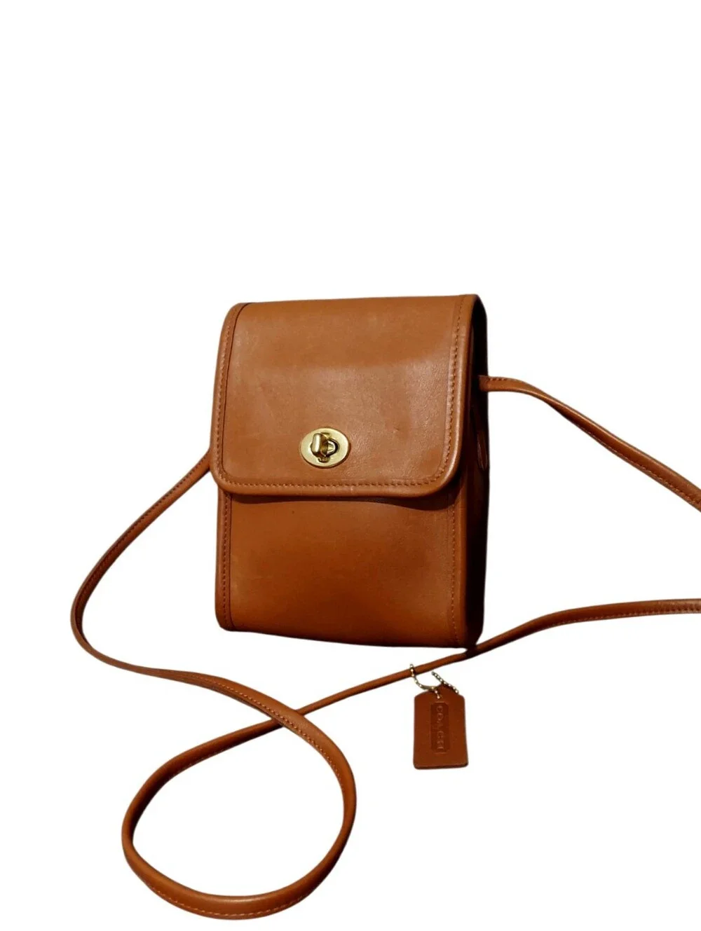 Coach Vintage Scooter Bag Brass Turnlock British Tan Leather Like New No. 9893
